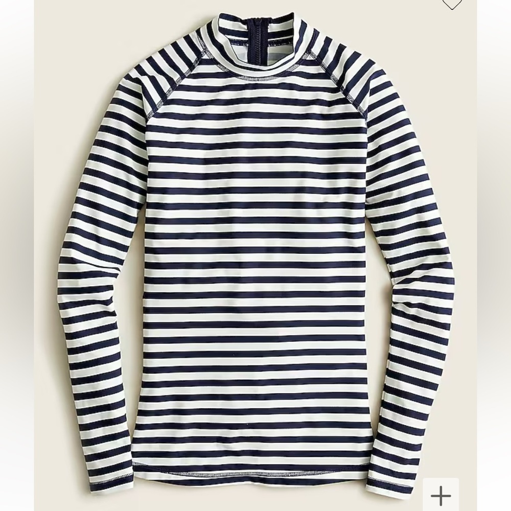 J.Crew Long-sleeve rash guard in classic stripe, navy and white, XS, NWT